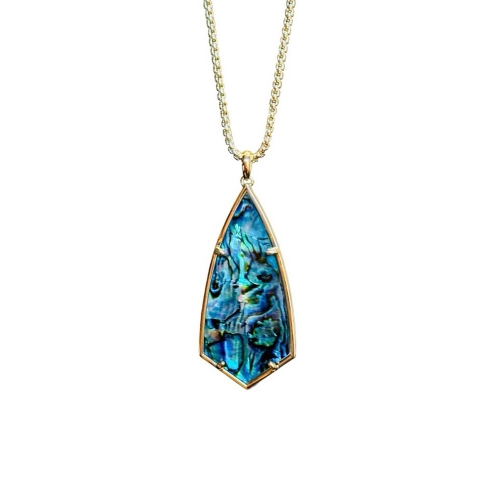 Kendra Scott Long Abalone Pendant Necklace and gold